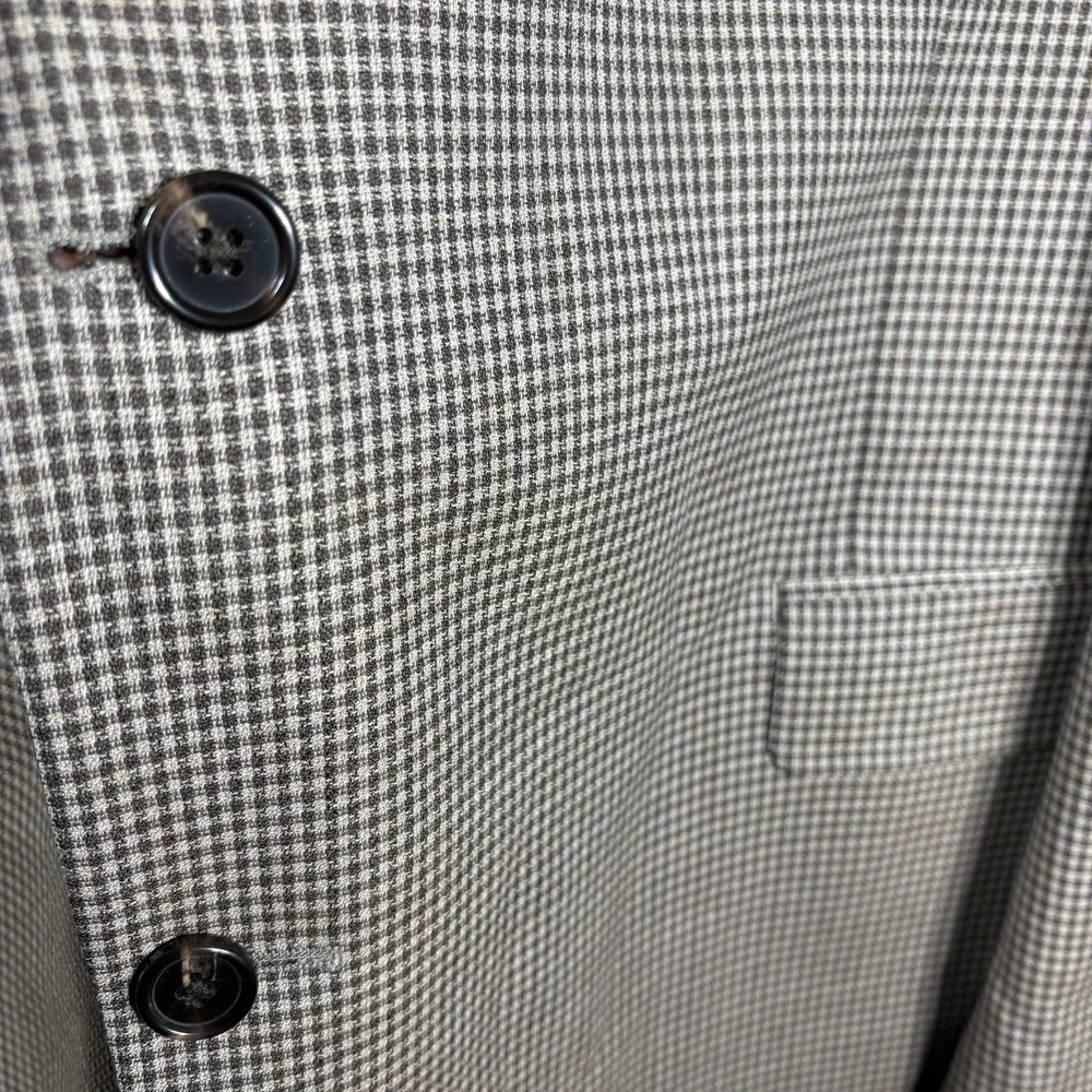 Hickey‎ Freeman Blazer Sport Coat Men Size 52L Brown Houndstooth Wool Two-Button